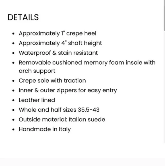 Italeau Foliana Waterproof Handmade Leather Suede Ankle Boots Size 38.5 US 8 - Picture 16 of 16